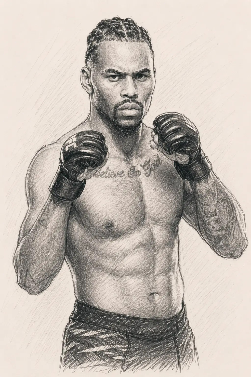 Profile drawing Kalinn Williams, Khaos the Ox Fighter