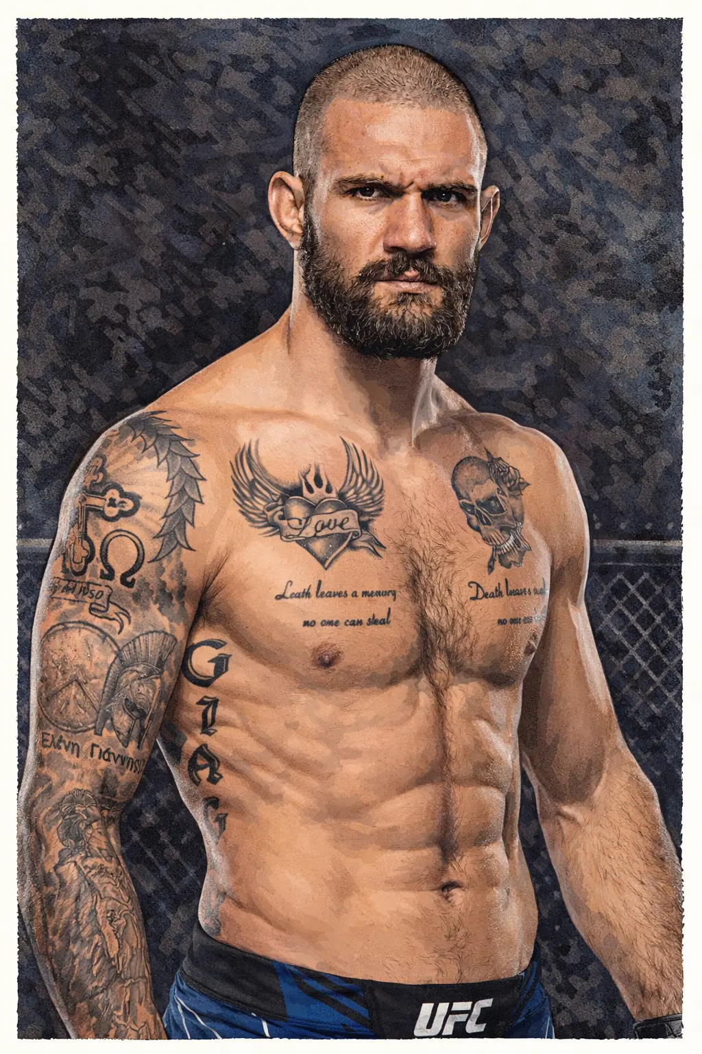 Profile drawing Christos Giagos, The Spartan