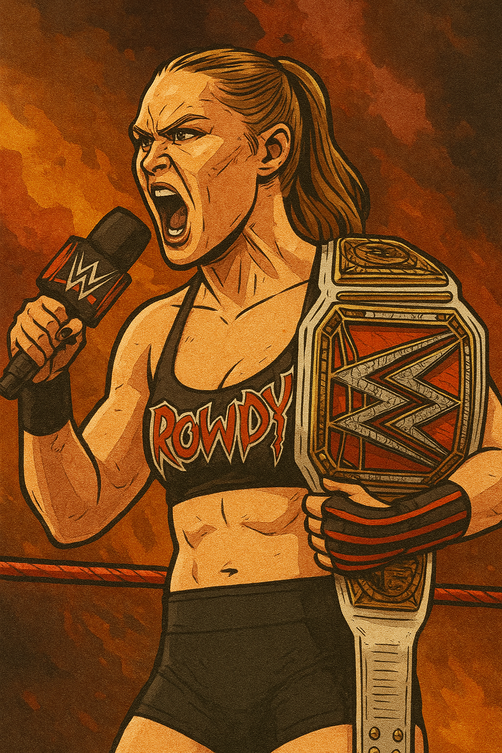 Profile drawing Ronda Rousey, Rowdy