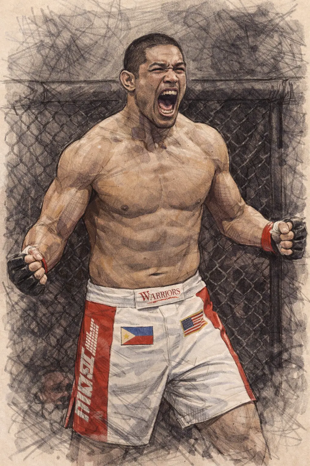 Profile drawing Mark Munoz, The Filipino Wrecking Machine