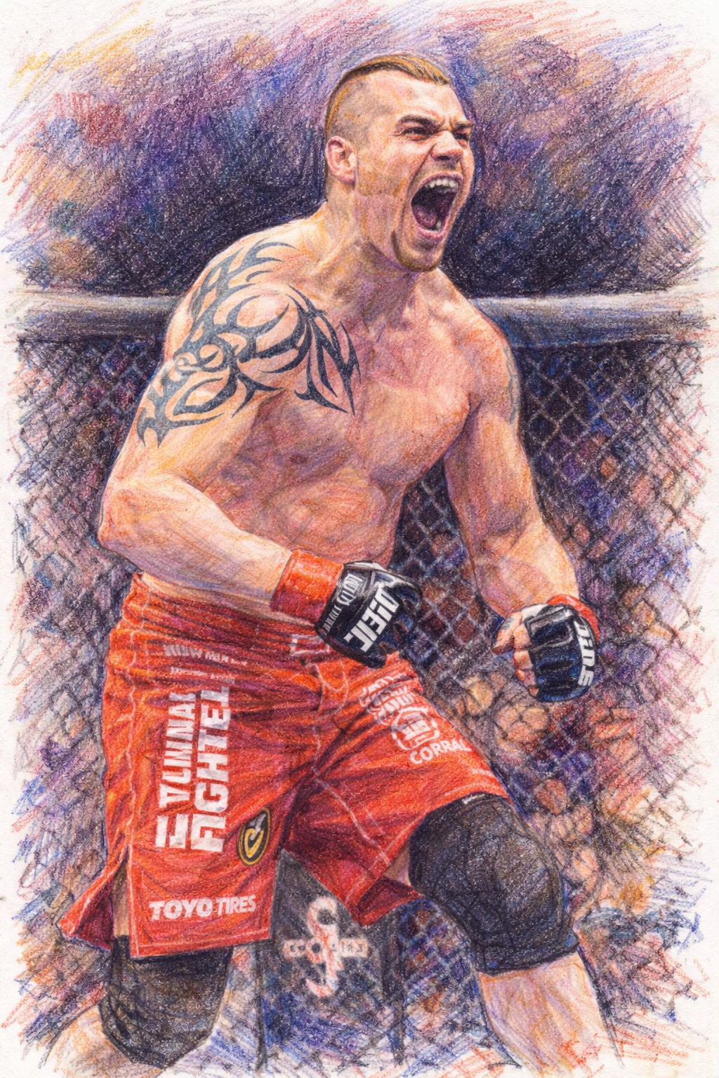 Profile drawing Tim Sylvia, The Maine-iac