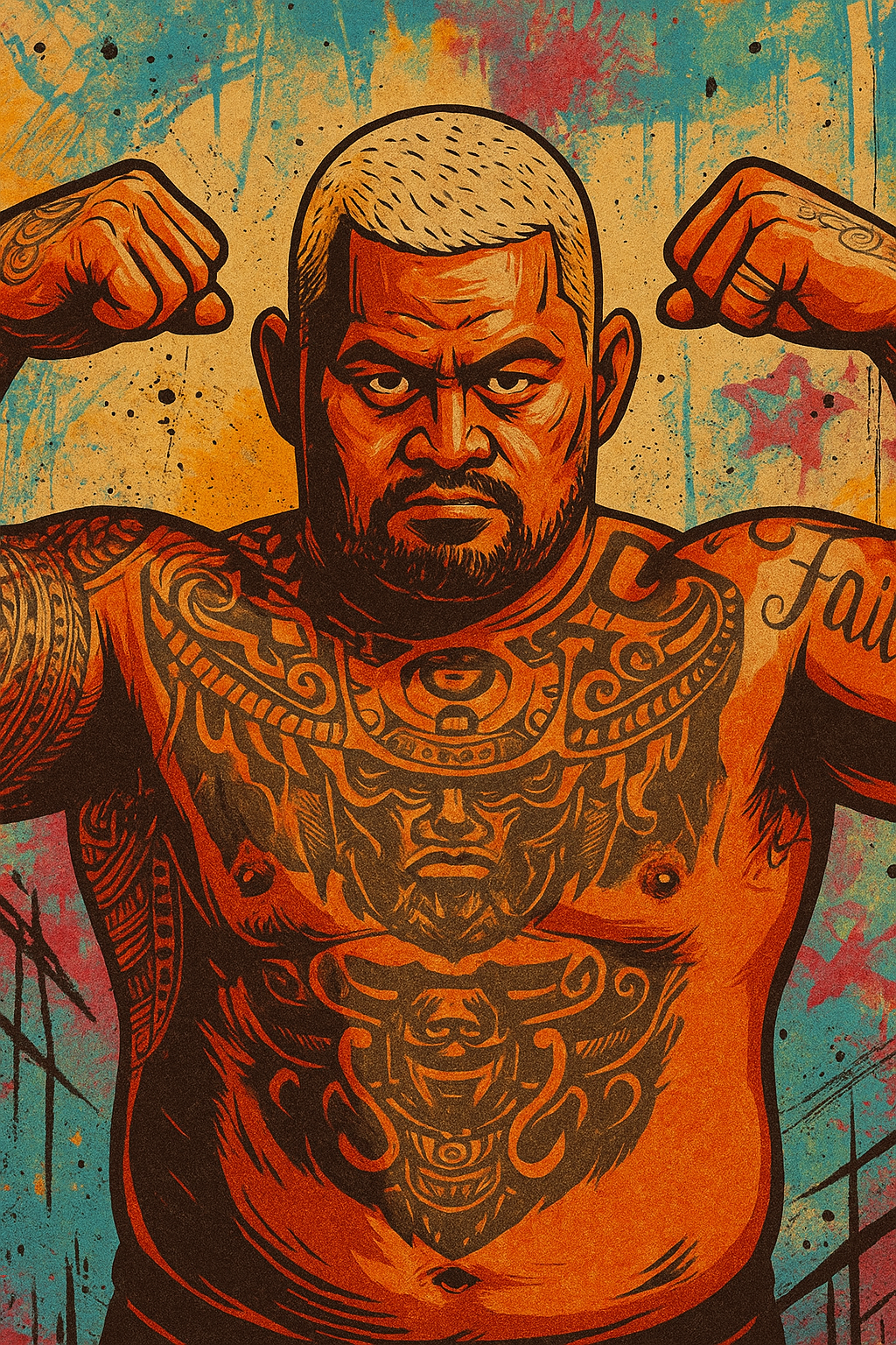 Profile drawing Mark Hunt, The Super Samoan