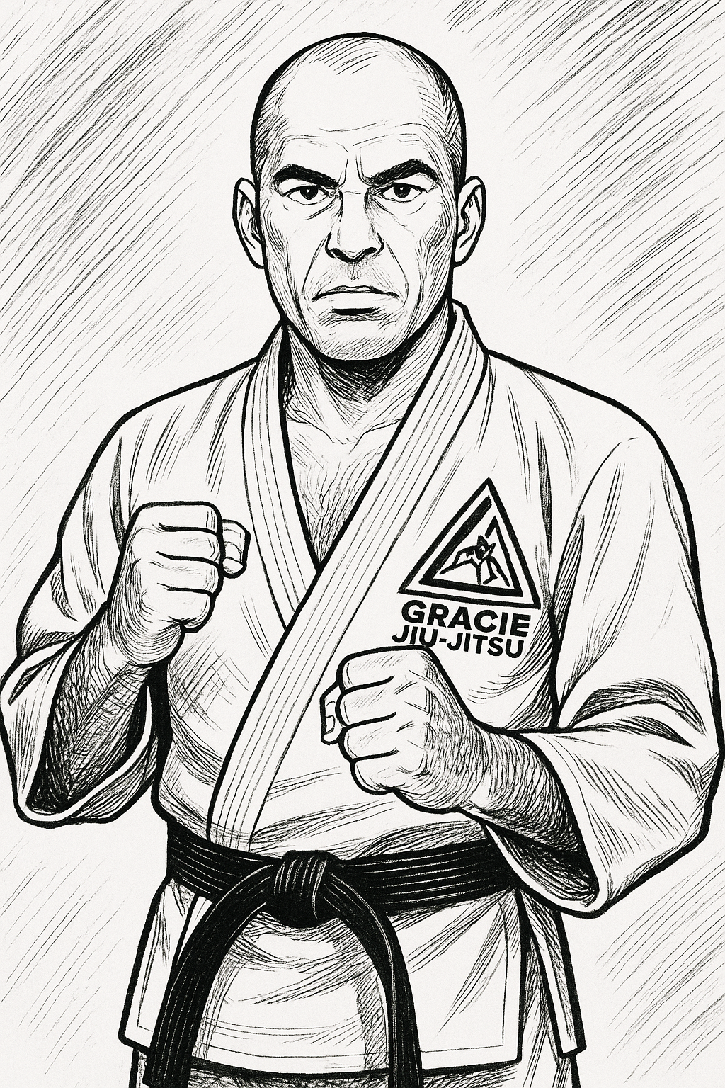Profile drawing Royce Gracie, 