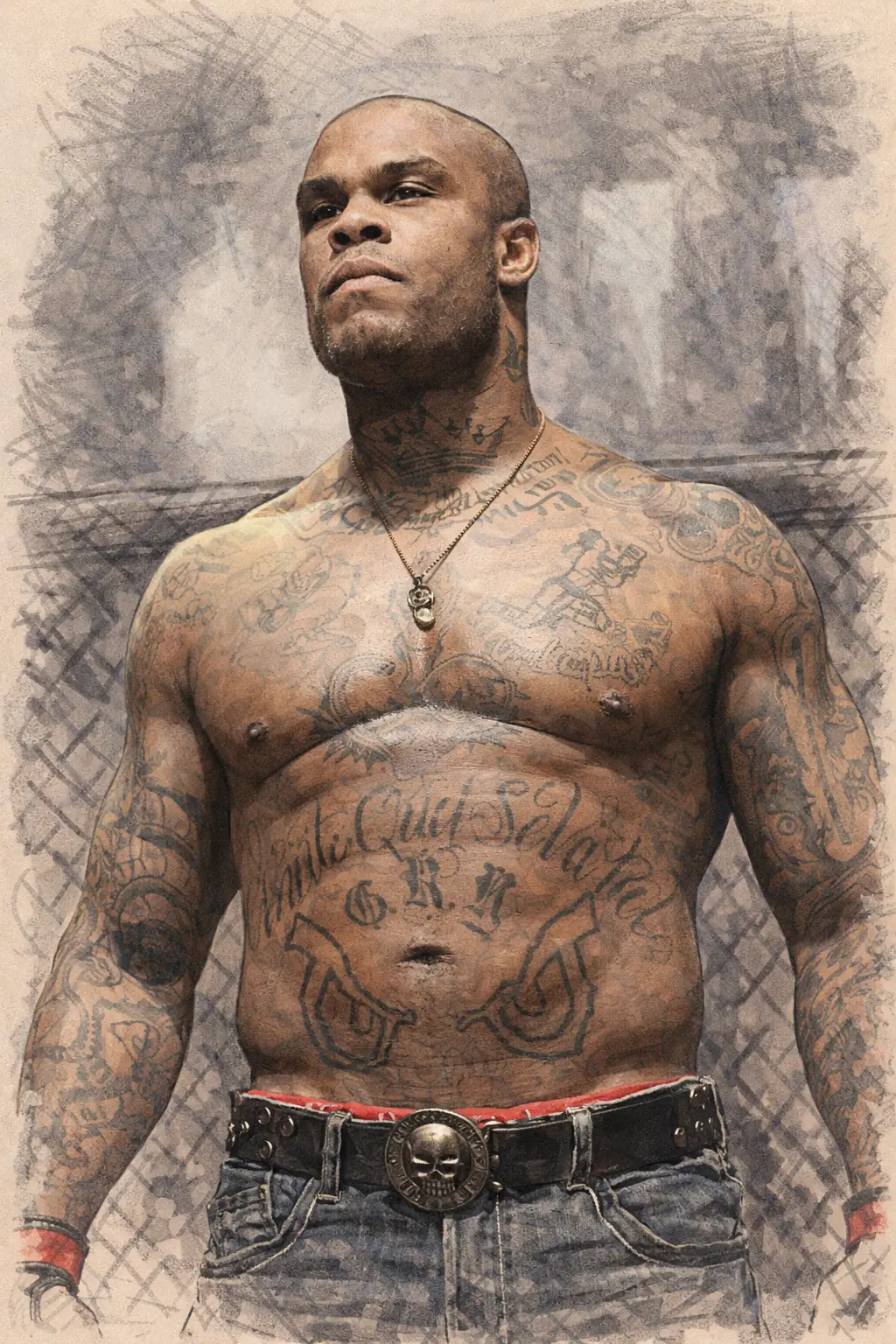 Profile drawing Gilbert Yvel, The Hurricane