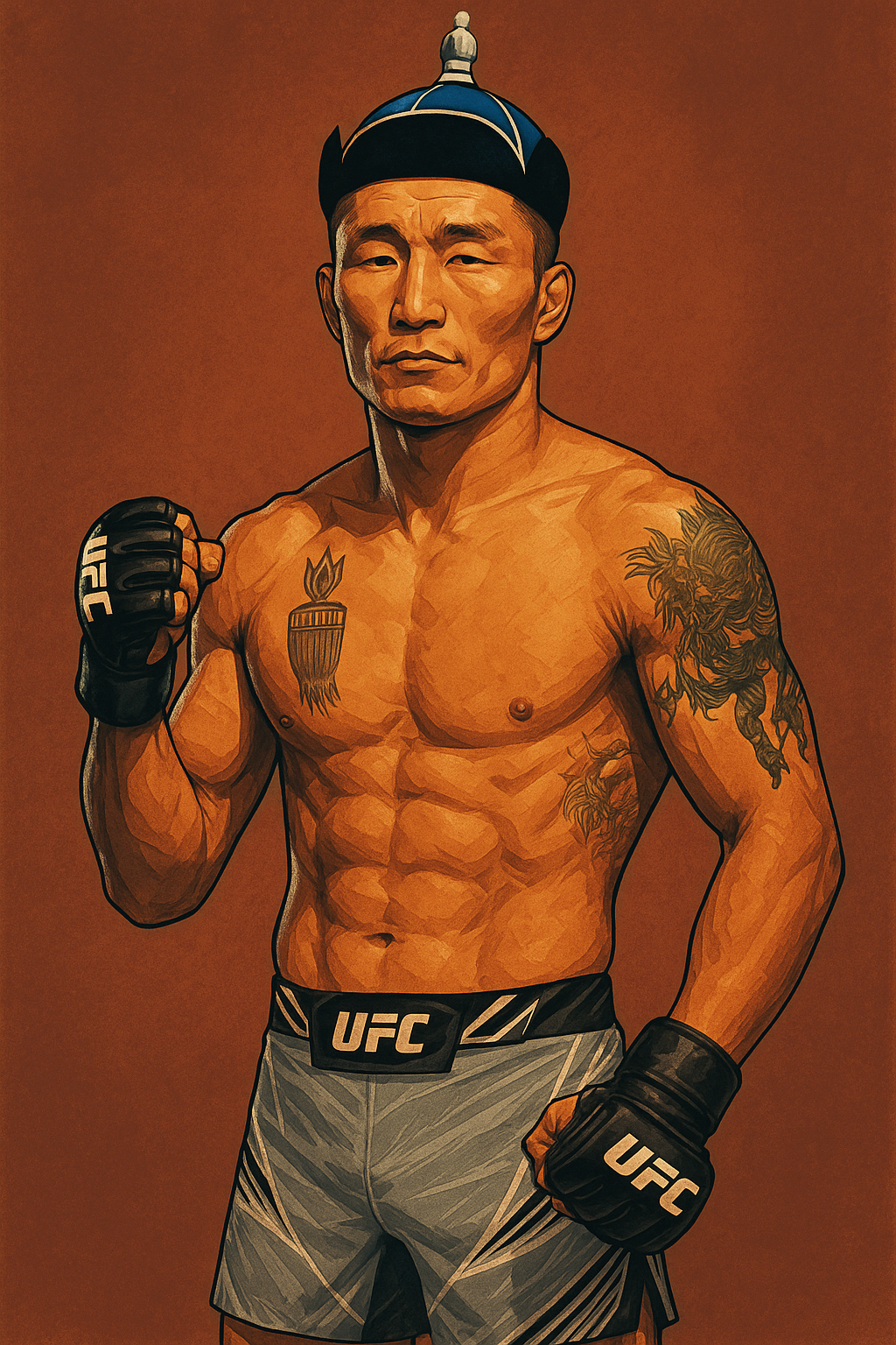 Profile drawing Qileng Aori, Mongolian Murderer
